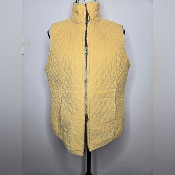 Christopher and Banks Yellow Quilted Corduroy Vest 2-Way Zipper with Pockets Med - Picture 5 of 10
